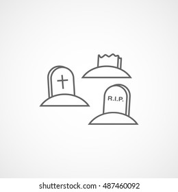 Grave RIP Halloween Concept Line Icon On White Background