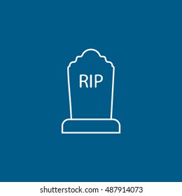 Grave RIP Halloween Concept Line Icon On Blue Background
