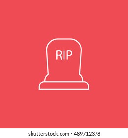 Grave RIP Halloween Concept Line Icon On Red Background