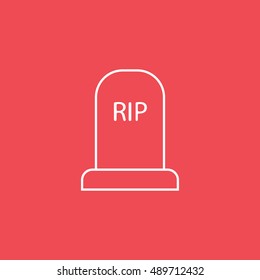 Grave RIP Halloween Concept Line Icon On Red Background