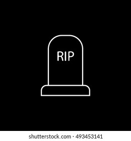 Grave RIP Halloween Concept Line Icon On Black Background
