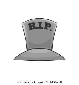 Grave RIP icon in black monochrome style isolated on white background. Death symbol vector illustration