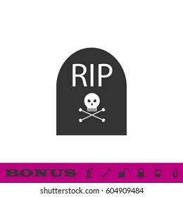 Grave RIP icon flat. Black pictogram on white background. Vector illustration symbol and bonus button