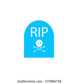 Grave RIP icon flat. Blue pictogram on white background. Vector illustration symbol