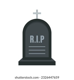 Grave RIP icon in flat style isolated on white background. Death symbol. RIP gravestone for Halloween, cemetery or tomb, stone crosses on white background. Halloween, funeral. Vector illustration