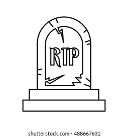 Grave RIP icon in outline style isolated on white background. Death symbol vector illustration