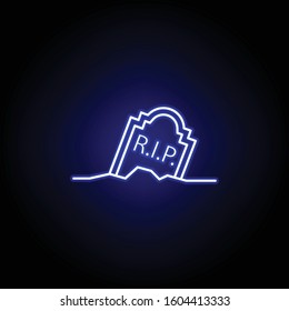 grave, rip outline blue neon icon. detailed set of death illustrations icons. can be used for web, logo, mobile app, UI, UX