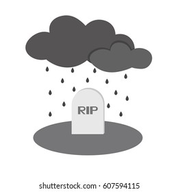 grave rip rain icon of vector.