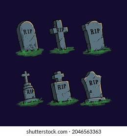 the grave set illustration vector