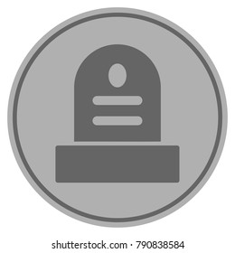 Grave silver coin icon. Vector style is a silver grey flat coin symbol.