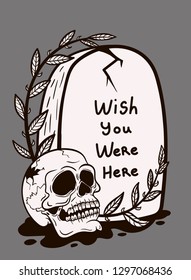 grave and skull doodle tattoo