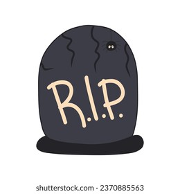 Grave with spider, halloween decoration, parties. vector.