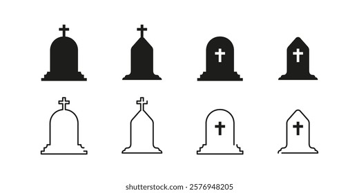 Grave Stone Vector Icon Set