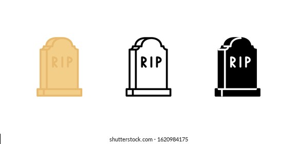 Grave Tomb halloween icon. Holidays flat, silhouette, line vector illustration on white background