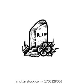 grave tomb tattoo design Vector illustration