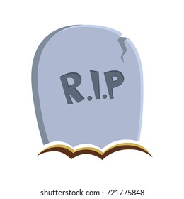 Grave with a tombstone, colorful scary Halloween illustration. Vector