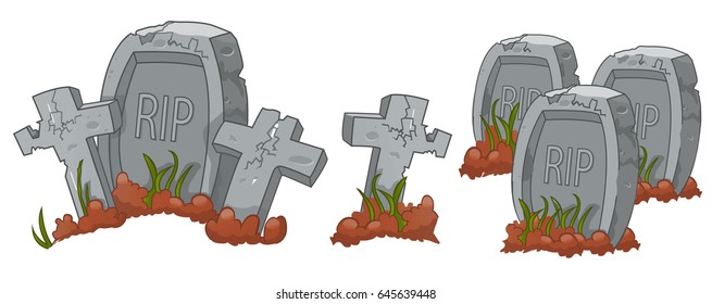 Grave, tombstone, grave cross, set