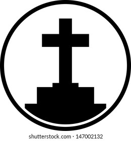 Grave with tombstone cross vector isolated