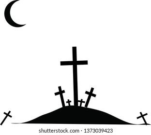 Grave Vector black icon on white background.