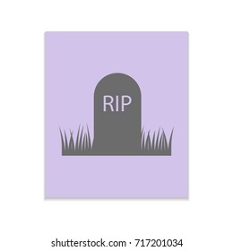 Grave  Vector black icon on color sticker. Material design