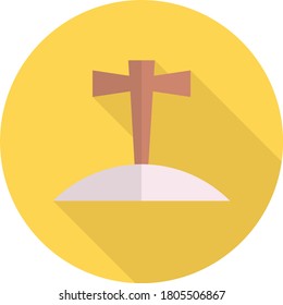 grave vector flat color icon 