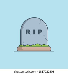 Grave vector icon illustration. Halloween tombstone