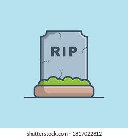 Grave vector icon illustration. Halloween tombstone