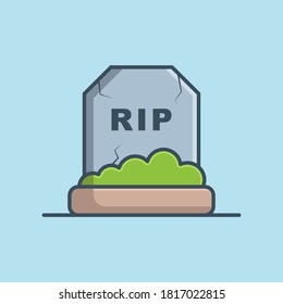 Grave vector icon illustration. Halloween tombstone