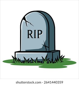 Grave vector icon isolated on white. Simple tombstone illustration for memorial and spooky themes.