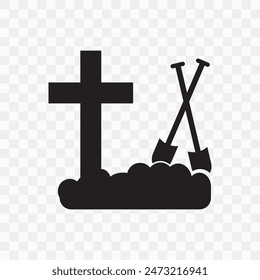 Grave vector, Icon on transparent background. Death icon, vector, Rip grave icon. Tombstone Sign. Vector illustration