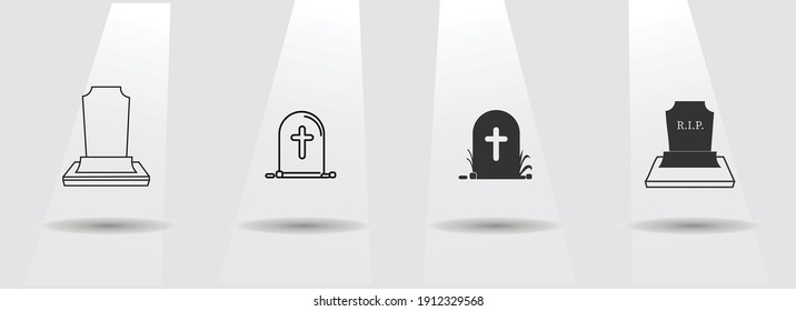 Grave vector icon set, death Grave simple black icon