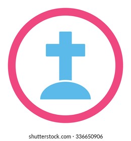 Grave vector icon. Style is bicolor flat rounded symbol, pink and blue colors, rounded angles, white background.