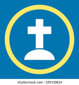 Grave vector icon. Style is bicolor flat rounded symbol, yellow and white colors, rounded angles, blue background.