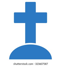 Grave vector icon. Style is flat symbol, smooth blue color, rounded angles, white background.