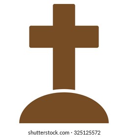 Grave vector icon. Style is flat symbol, brown color, rounded angles, white background.