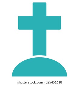 Grave vector icon. Style is flat symbol, cyan color, rounded angles, white background.
