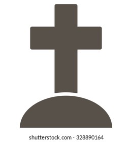 Grave vector icon. Style is flat symbol, grey color, rounded angles, white background.