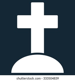 Grave vector icon. Style is flat symbol, white color, rounded angles, dark blue background.