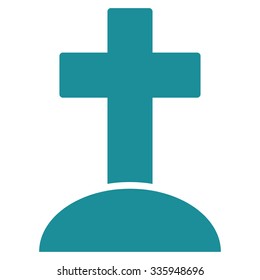 Grave vector icon. Style is flat symbol, soft blue color, rounded angles, white background.