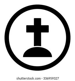 Grave vector icon. Style is flat rounded symbol, black color, rounded angles, white background.