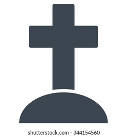 Grave vector icon. Style is flat symbol, smooth blue color, rounded angles, white background.