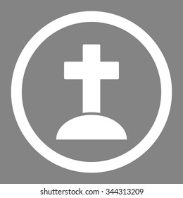 Grave vector icon. Style is flat rounded symbol, white color, rounded angles, gray background.