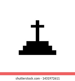 Grave vector icon, tombstone symbol. Simple, flat design for web or mobile app