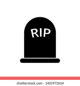 Grave vector icon, tombstone symbol. Simple, flat design for web or mobile app