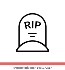 Grave vector icon, tombstone symbol. Simple, flat design for web or mobile app