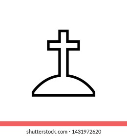 Grave vector icon, tombstone symbol. Simple, flat design for web or mobile app