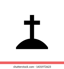 Grave vector icon, tombstone symbol. Simple, flat design for web or mobile app