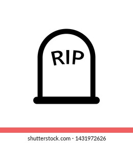 Grave vector icon, tombstone symbol. Simple, flat design for web or mobile app