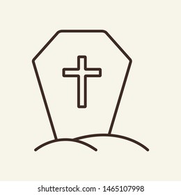 Grave vector line icon. Graves, Halloween, attribute. Holiday concept. Vector illustration can be used for topics like holiday, Halloween, death