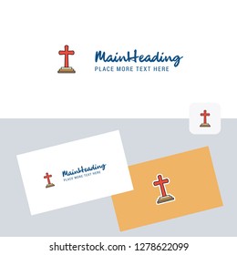 Grave vector logotype with business card template. Elegant corporate identity. - Vector